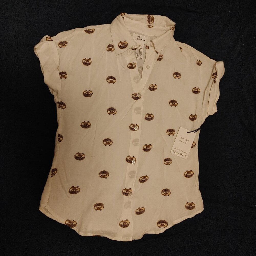 xxs Hedgehog print collared blouse